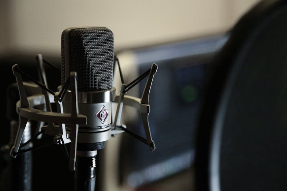 Professional recording studio with microphone setup