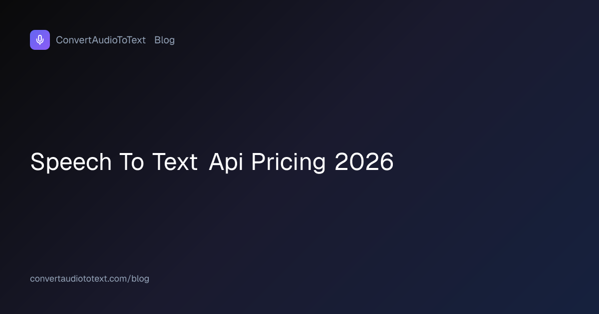 Speech-to-Text API Pricing 2026: Real Costs Compared | ConvertAudioToText