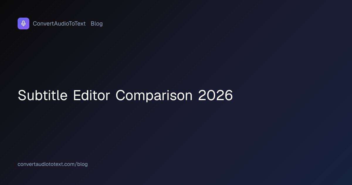 Subtitle Editor Comparison 2026: Pick by Workflow | ConvertAudioToText