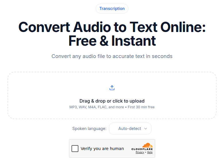 The transcript is the edit map: text-based cutting starts with a clean upload
