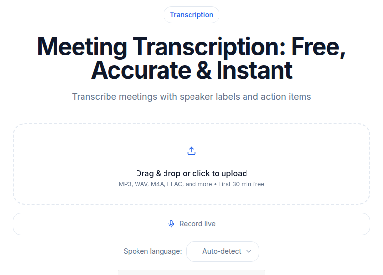 Speaker label view in CATT's meeting transcription tool