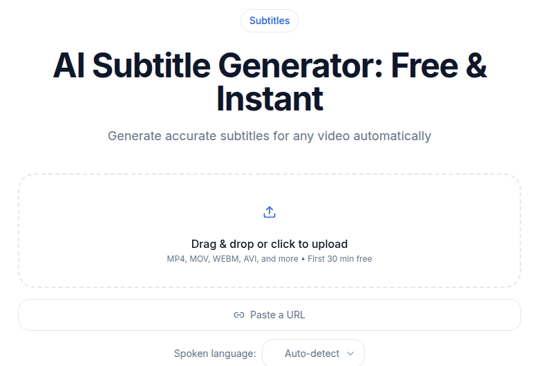Subtitle generator tool for creating video captions